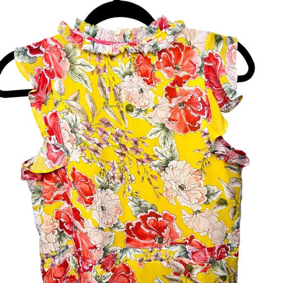 Anthropologie Dolan Left Coast Ellory Silk Dress Floral Yellow Ruffle XS - Picture 11 of 15